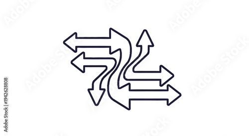 Multiple Arrows Showing Different Directions and Paths.