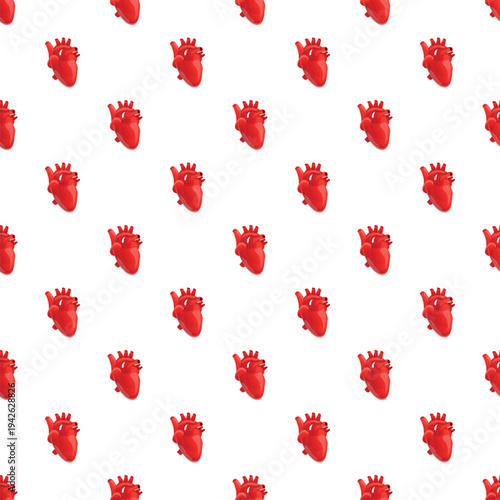 Human anatomical hearts creating seamless medical background pattern