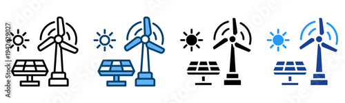 Renewable Energy Icon Multiple Style Vector Collection   