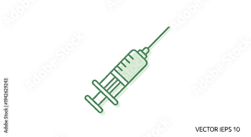 Medical Syringe Icon with Needle for Injections.