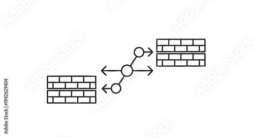 Network connection between two firewalls with data flow.
