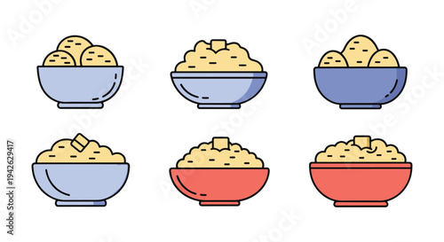 Mashed Potatoes Line art dynamic abstract creative vector