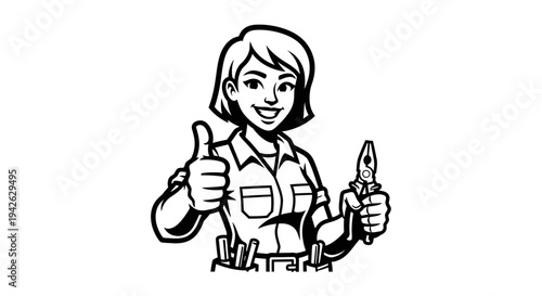 Cartoon Female Gardener with Thumbs Up.