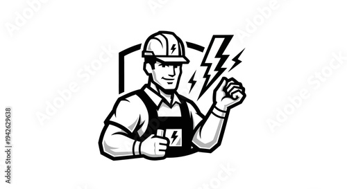 Electrician Worker Cartoon Character Illustration.