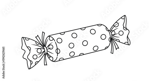 Illustration of a sweet wrapped candy with a fun polka dot pattern on its wrapper perfect for birthday party or treat themes.