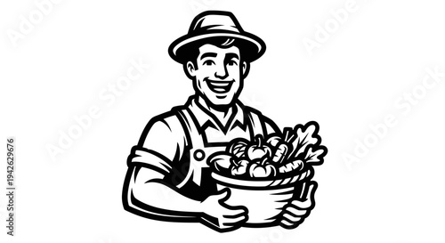 Farmer Holding Basket of Fresh Produce 1.