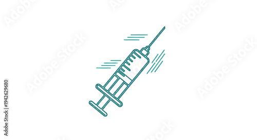 Medical Syringe Illustration with Needle and Plunger.