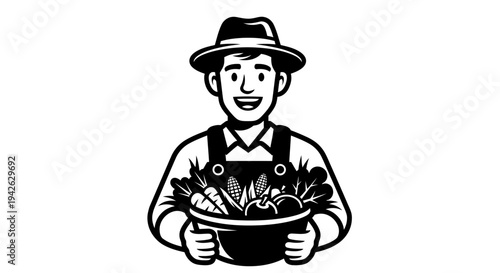 Farmer Holding Fresh Vegetables in Basket 1.