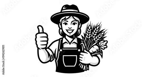 Farmer Holding Wheat Giving Thumbs Up 5.