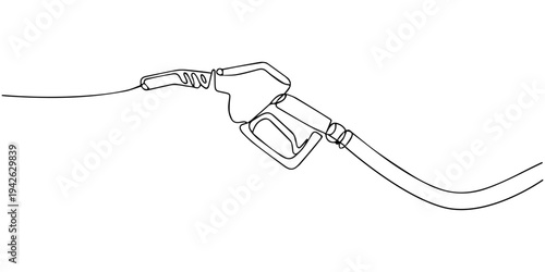 continuous one line drawing Vector gasoline pump nozzle icon