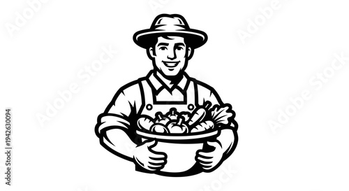 Man Holding Bowl of Fresh Vegetables.