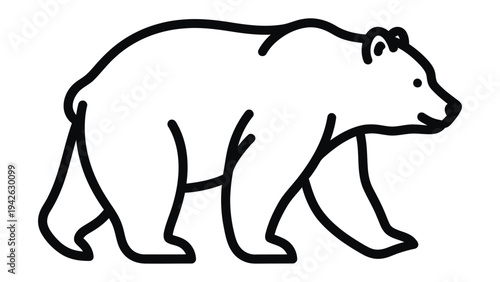 Bear Outline: A simplistic line drawing of a bear, showcasing its powerful form and gentle curves in a clean, minimalist style.