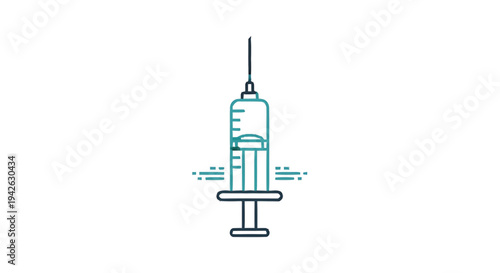 Medical Syringe with Liquid and Droplets Icon.