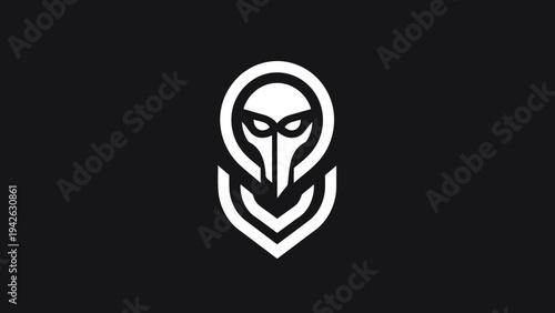 Mysterious Futuristic Masked Character Emblem.