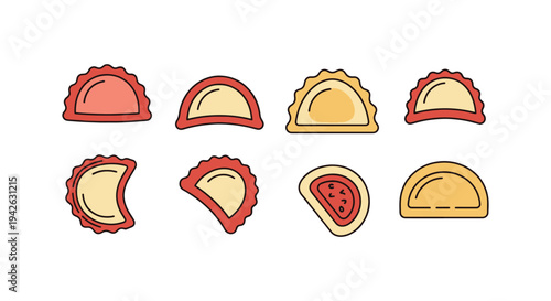 Meat Ravioli Line art vector colorful digital abstract
