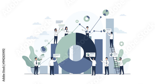 Business people analyzing data and statistics with charts and graphs.