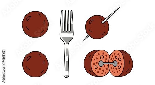 Meatball Line art vector set modern colorful abstract artwork illustration