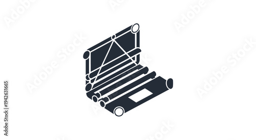 Isometric illustration of a stage truss system with lighting equipment.