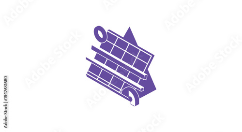 Isometric illustration of solar panels with pipes.