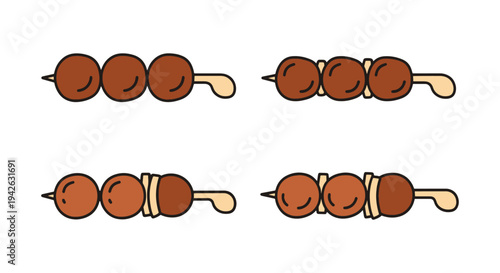 Meatball Skewer Line art clean elegant abstract illustration