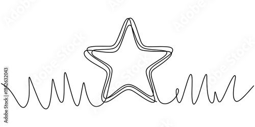 Line star one continuous line drawing design vector, hand draw doodle stars illustration in continuous line arts style vector, Star continuous one line drawing minimalist shining sky vector.