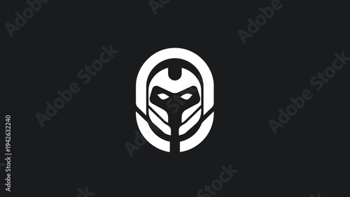 Minimalist White Robot Face Logo Design.