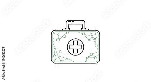 Medical First Aid Kit Icon with Network Pattern.