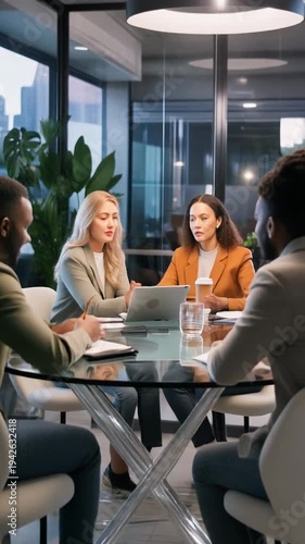 Business people discussing project in modern office