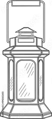 A simple line drawing of an architectural structure on a stand with a flat top.