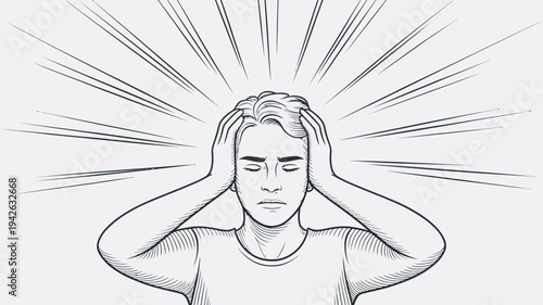 A stressed man with his hands on his head experiencing frustration and anxiety