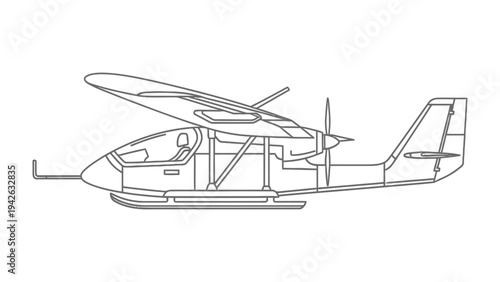 Helicopter Blueprint: Detailed side view of a helicopter blueprint showcasing its intricate design and structural components.