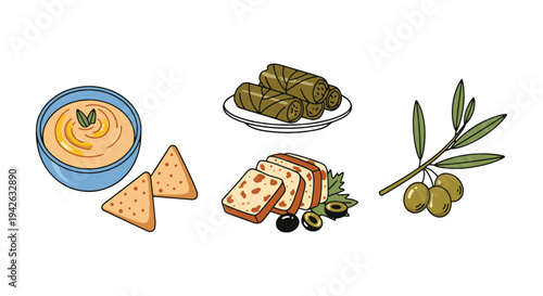 Mediterranean Platter Line art creative artistic abstract vector