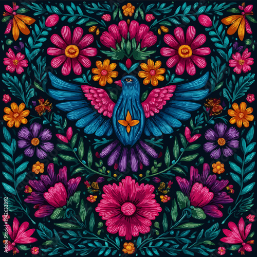 isolated clipart image of Hot Pink Rosa Mexicano The most iconic color in Mexican textiles Bright Turquoise and Royal Blue Often used for bird feathers and