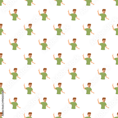 Cartoon man character repeating pattern portraying a warning and an aggressive attitude