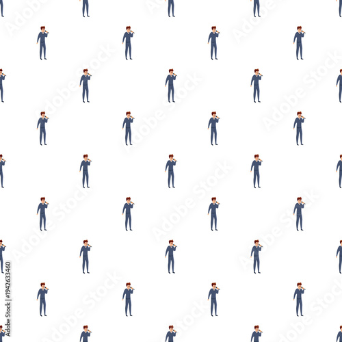 Seamless pattern featuring a male singer holding a microphone and singing