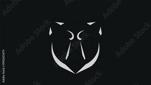 Minimalist White Snake Head Silhouette on Black Background.