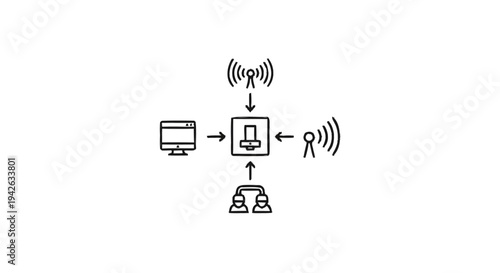 Network connectivity diagram showing computer and phone connections.