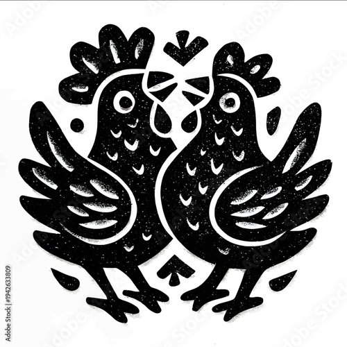 isolated clipart image of decorative linocut sticker vector icon monochrome simple logo for kids on a white background