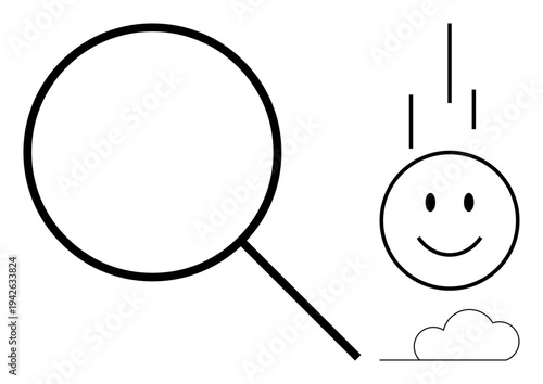 Magnifying glass concept. Magnifying glass focuses on abstract concepts thumbs up clarity, accuracy, and investigation. Magnifying glass idea for search engines, exploration, or innovative design