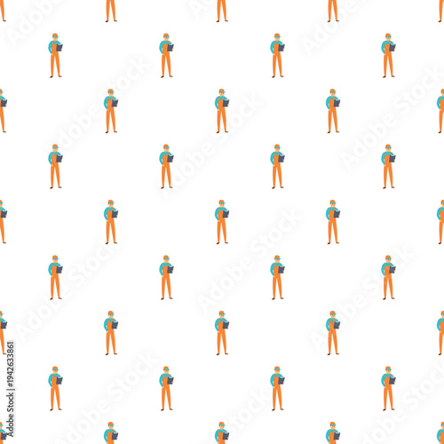 Service workers wearing workwear forming a repetitive seamless pattern