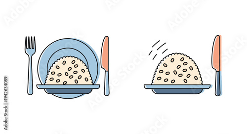 Mediterranean Rice Plate Line elegant colorful abstract vector