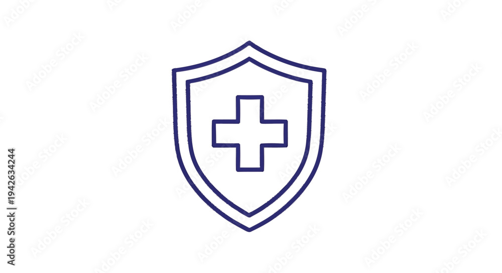 Fototapeta premium Medical Shield Icon Representing Health Protection and Safety.