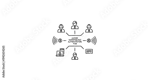 Network Communication Hub Connecting People and Devices.