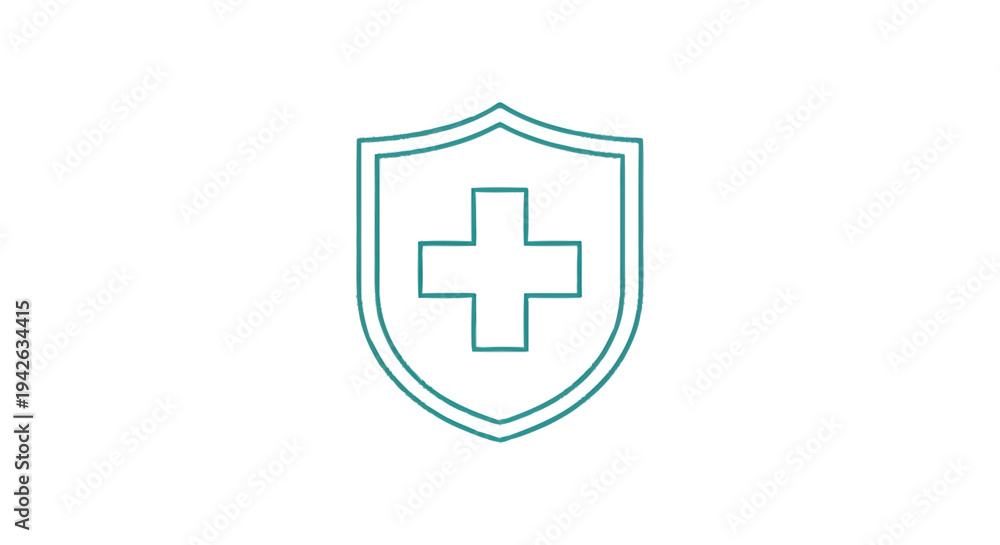 Fototapeta premium Medical Shield Icon Representing Health Protection and Safety.