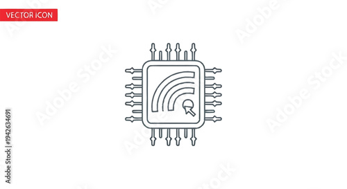 Microchip with integrated Wi-Fi symbol and antenna illustration.