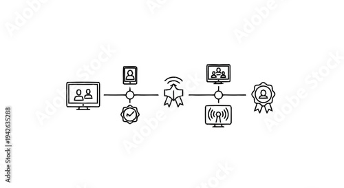 Network diagram illustrating online collaboration and achievement.