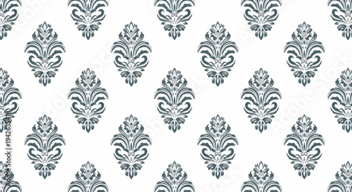 Traditional baroque damask pattern with refined floral symmetry and balance
