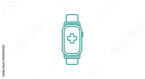 Medical Smartwatch Icon with Plus Symbol.