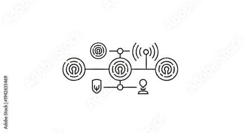 Network Security and Connectivity Icons Representing Data Flow.