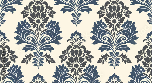 Seamless floral damask background with sophisticated decorative style